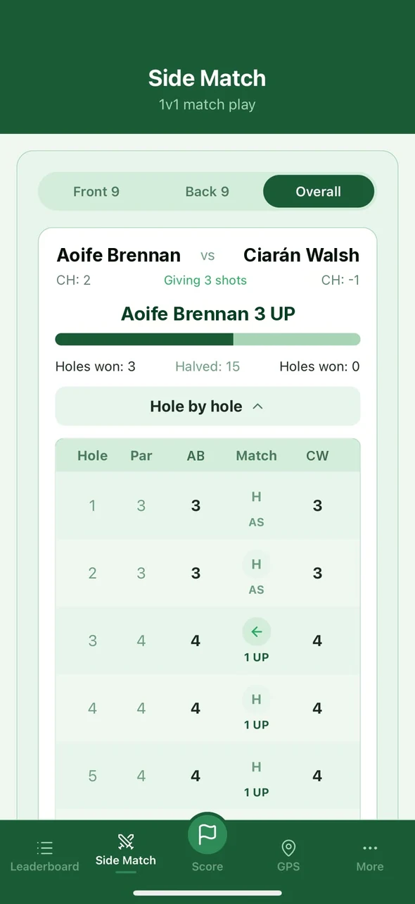 Side match in iScore